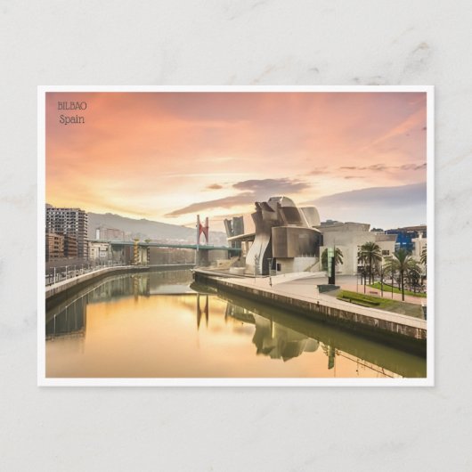 Vintage Reise Bilbao Spanien Guggenheim Stadt Postkarte (Vorderseite)