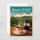 Vintage Reise Brasilien Kaffeefarm Retro Landschaf Postkarte (Vorne/Hinten)