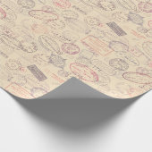 Vintage Reise/Briefmarke Geschenkpapier (Ecke)