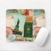 Vintage Reise Briefmarke und Postkarten Mousepad (Mit Mouse)
