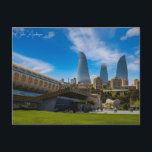 Vintage Reise Burg Baku Aserbaidschan Postkarte<br><div class="desc">Vintag,  Retro,  Reisen,  modern,  Aquarell,  klassisch,  Baku,  Aserbaidschan,  Urlaub,  Asien, </div>