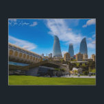 Vintage Reise Burg Baku Aserbaidschan Postkarte<br><div class="desc">Vintag,  Retro,  Reisen,  modern,  Aquarell,  klassisch,  Baku,  Aserbaidschan,  Urlaub,  Asien, </div>