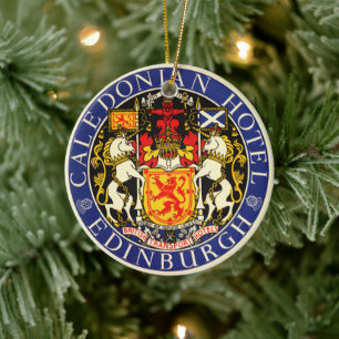 Vintage Reise Caledonian Hotel Edinburgh Schottlan Keramikornament