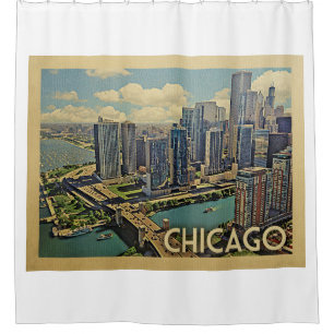 Vintage Reise Chicagos Illinois Duschvorhang