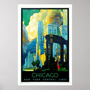 Vintage Reise Chicagos Illinois Poster