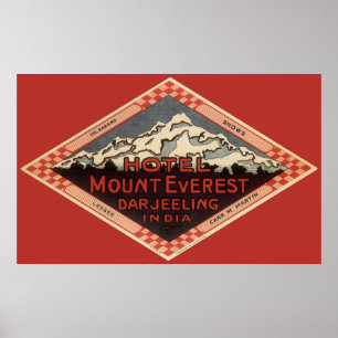 Vintage Reise, der Mount Everest, Darjeeling Poster