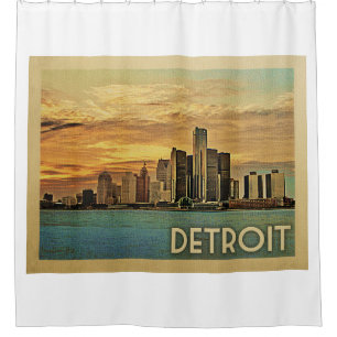 Vintage Reise Detroits Michigan Duschvorhang