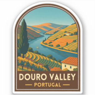 Vintage Reise Douro Tal Portugal Retro Landschaftl Aufkleber