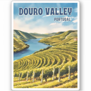 Vintage Reise Douro Valle Portugal Weinberg Aufkleber