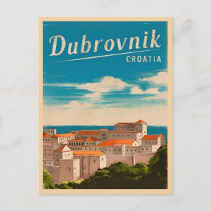 Vintage Reise Dubrovnik Kroatien Retro Landschaftl Postkarte