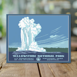 Vintage Reise durch Yellowstone WPA - Old Faithful Postkarte