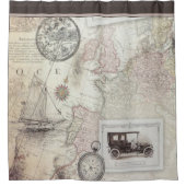 Vintage Reise Duschvorhang (Vorderseite)