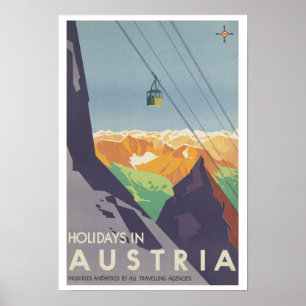 Vintage Reise-Feiertage in Österreich Poster