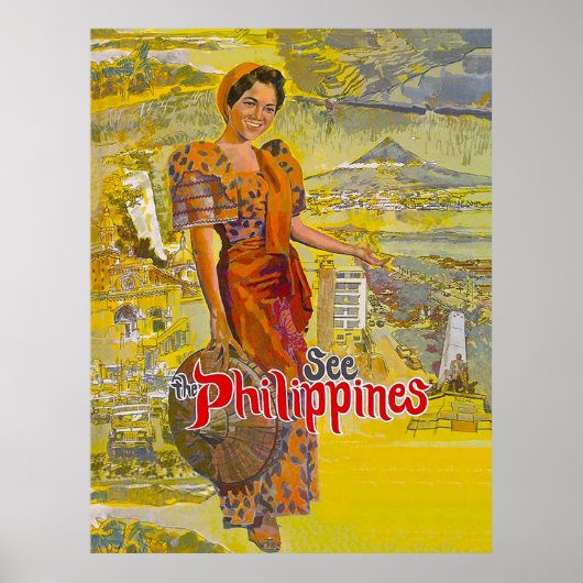 Vintage-Reise-Frau aus Philippinen Poster (Vorne)