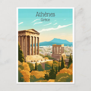 Vintage Reise Griechenland Athenes Grèce Tourismus Postkarte