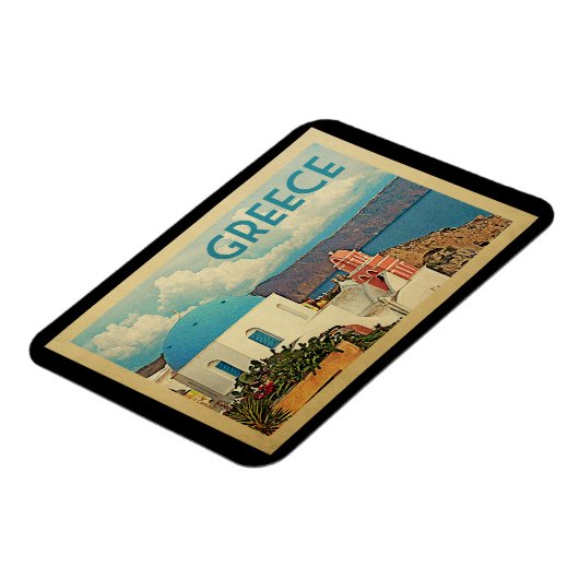 Vintage Reise Griechenlands Santorini Magnet (Linke Seite)