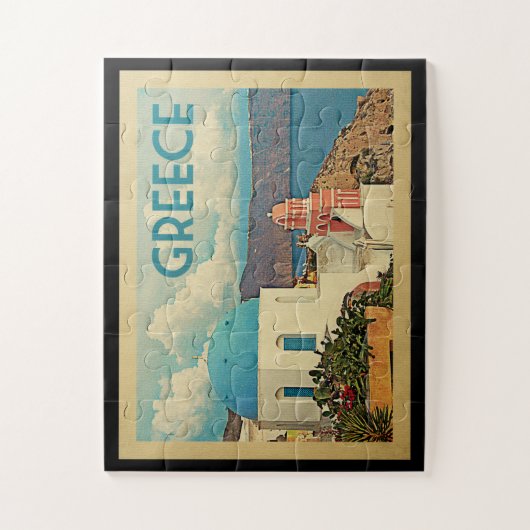 Vintage Reise Griechenlands Santorini Puzzle (Vertikal)