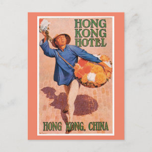 Vintage-Reise Hongkong China Hotel Label Kunst Pos Postkarte