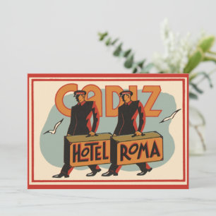 Vintage-Reise-Hotelpagen Hotel Roma, Cadiz, Spanie
