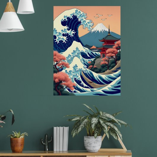 Vintage Reise Illustration des Fuji Japan Poster (Wohnzimmer 1)