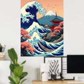 Vintage Reise Illustration des Fuji Japan Poster (Heimbüro)