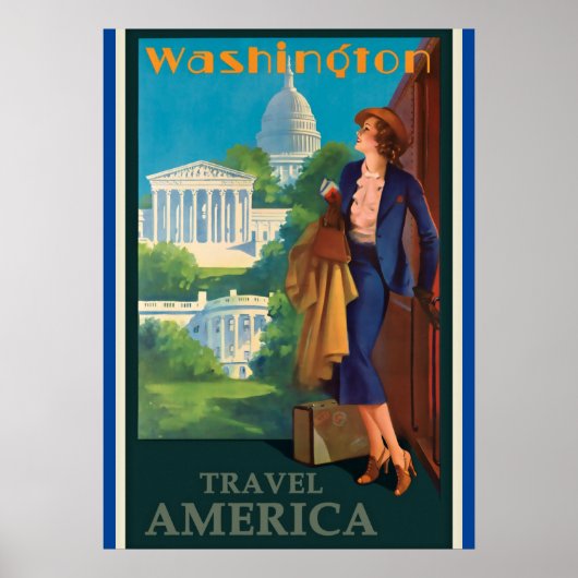 Vintage Reise-Illustration Washington DC Poster (Vorne)