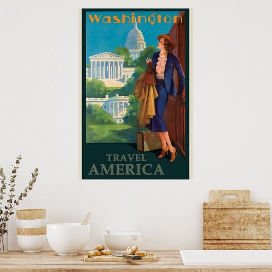 Vintage Reise-Illustration Washington DC Poster (Küche)