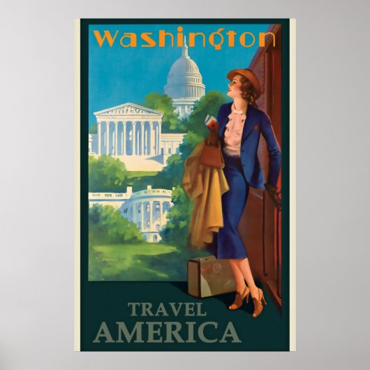 Vintage Reise-Illustration Washington DC Poster (Vorne)