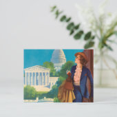 Vintage Reise-Illustration Washington DC Postkarte (Stehend Vorderseite)