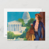 Vintage Reise-Illustration Washington DC Postkarte (Vorne/Hinten)