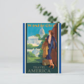 Vintage Reise-Illustration Washington DC Postkarte (Stehend Vorderseite)