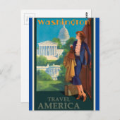 Vintage Reise-Illustration Washington DC Postkarte (Vorne/Hinten)