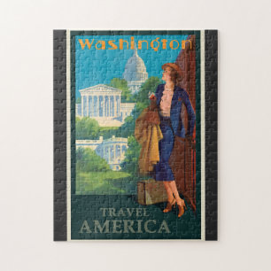 Vintage Reise-Illustration Washington DC Puzzle