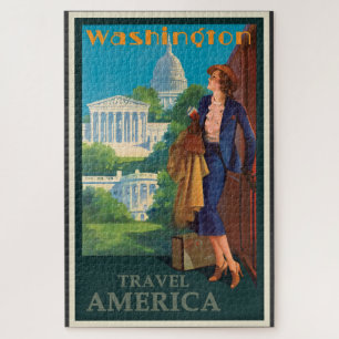 Vintage Reise-Illustration Washington DC Puzzle