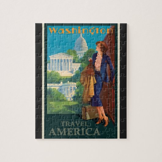 Vintage Reise-Illustration Washington DC Puzzle (Vertikal)