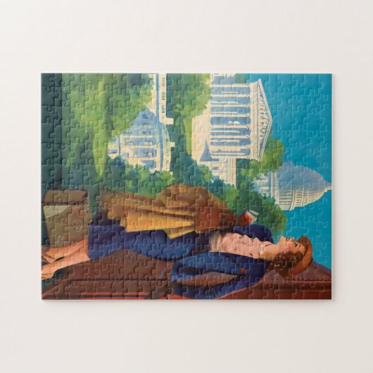 Vintage Reise-Illustration Washington DC Puzzle (Horizontal)