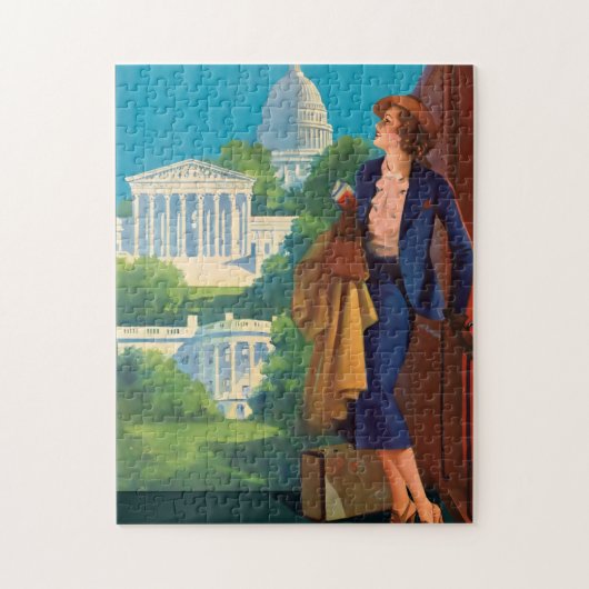 Vintage Reise-Illustration Washington DC Puzzle (Vertikal)