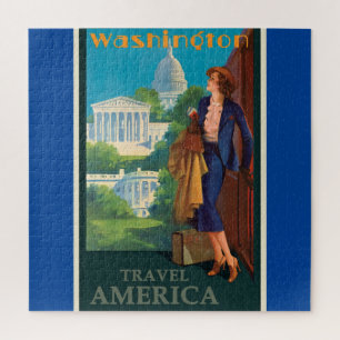 Vintage Reise-Illustration Washington DC Puzzle