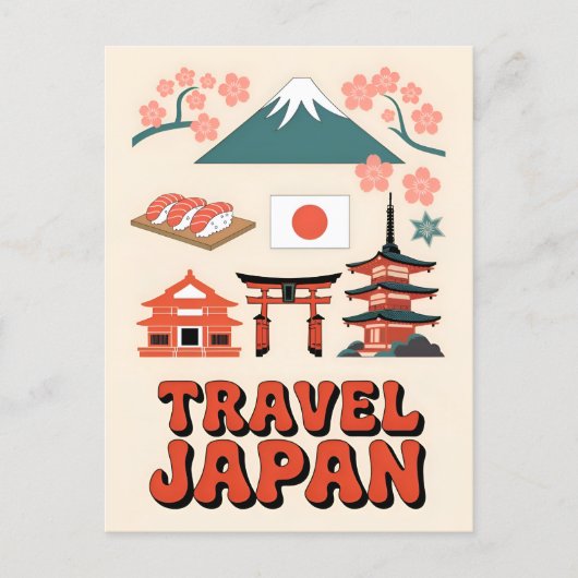 Vintage Reise Japan Iconic Staatssymbole Retro Postkarte (Vorderseite)