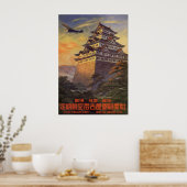 Vintage Reise Japan, Japanisches Pagoda Flugzeug Poster (Küche)