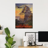 Vintage Reise Japan, Japanisches Pagoda Flugzeug Poster (Heimbüro)