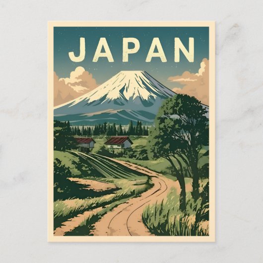 Vintage Reise Japan Mount Fuji Retro Landschaftlic Postkarte (Vorderseite)