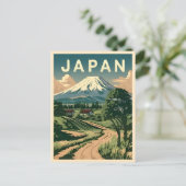 Vintage Reise Japan Mount Fuji Retro Landschaftlic Postkarte (Stehend Vorderseite)