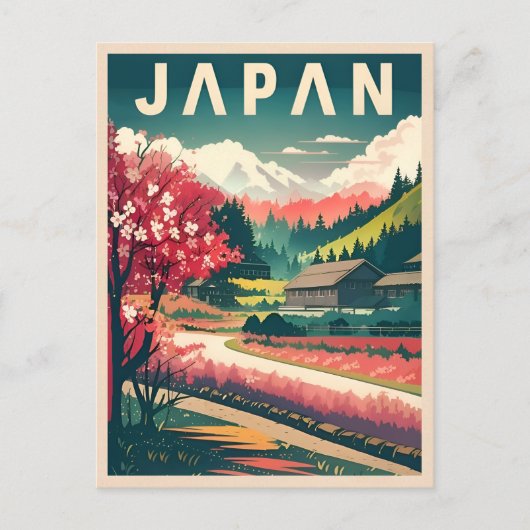 Vintage Reise Japan Sakura Cherry Blossom Postkarte (Vorderseite)