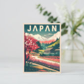 Vintage Reise Japan Sakura Cherry Blossom Postkarte (Stehend Vorderseite)
