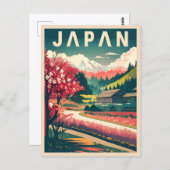 Vintage Reise Japan Sakura Cherry Blossom Postkarte (Vorne/Hinten)