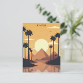 Vintage Reise Kairo Ägypten Pyramiden & Sphinx Giz Postkarte (Stehend Vorderseite)