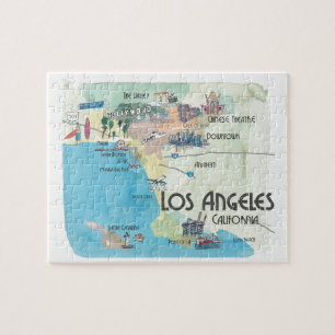 Vintage Reise-Karte Los Angeles Kalifornien Puzzle