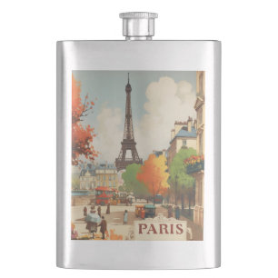 Vintage-Reise-Kunst aus Paris für stilvolle Schluc Flachmann