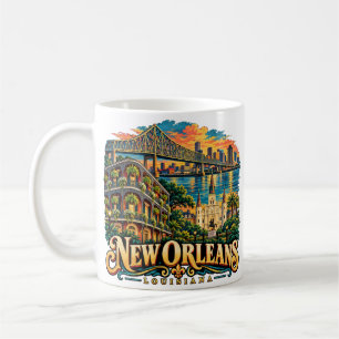 Vintage-Reise-Kunst New Orleans Louisiana Wahrzeic Kaffeetasse